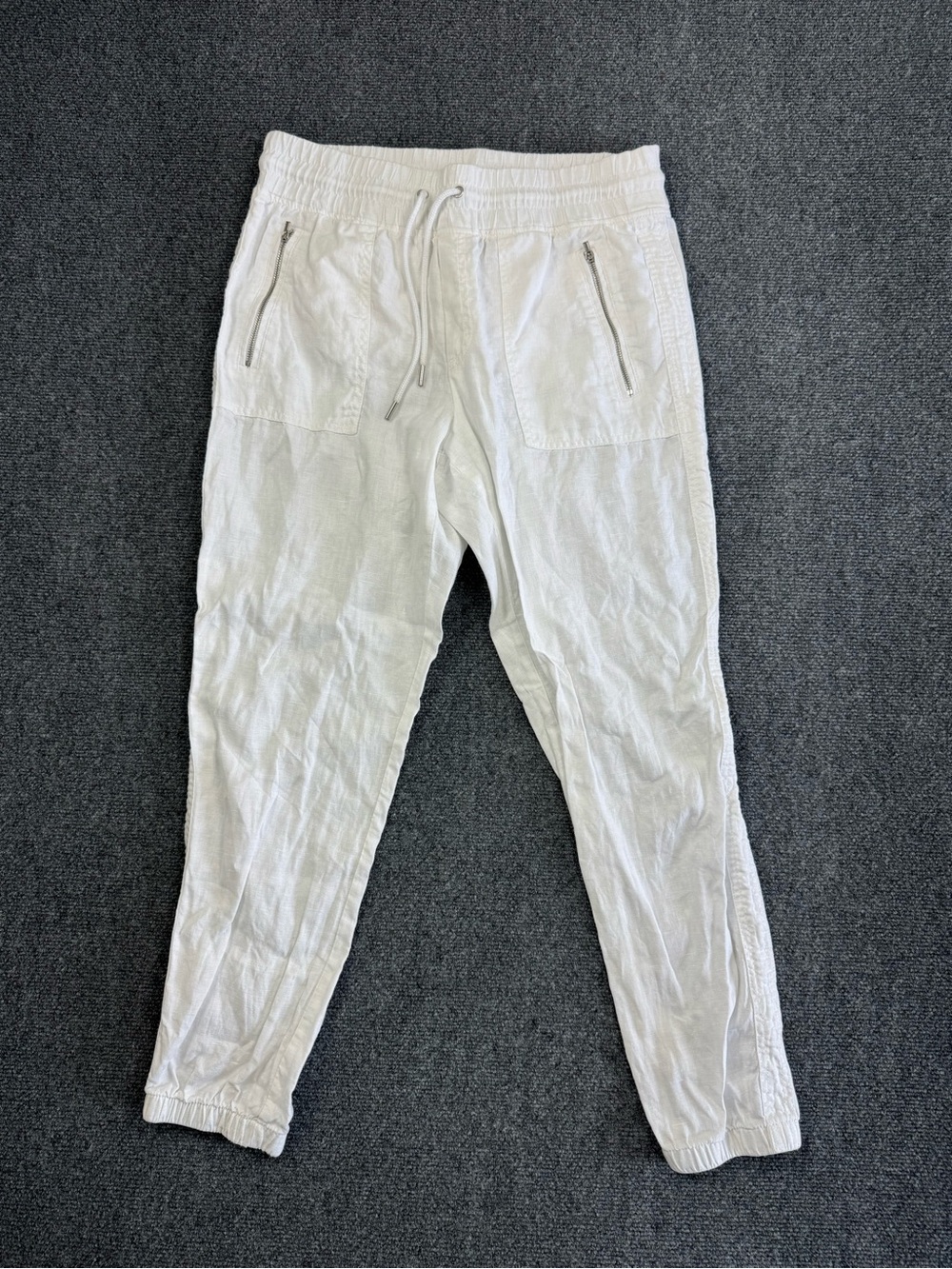 Athleta Cabo Linen Jogger Pants  Relaxed Fit Elastic Waistband Size 8 Drawstring